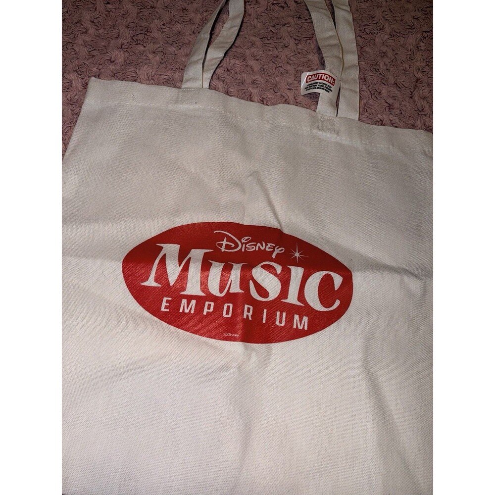 Disney Music Emporium D23 Expo Exclusive Tote Bag Red White Canvas Sack Travel